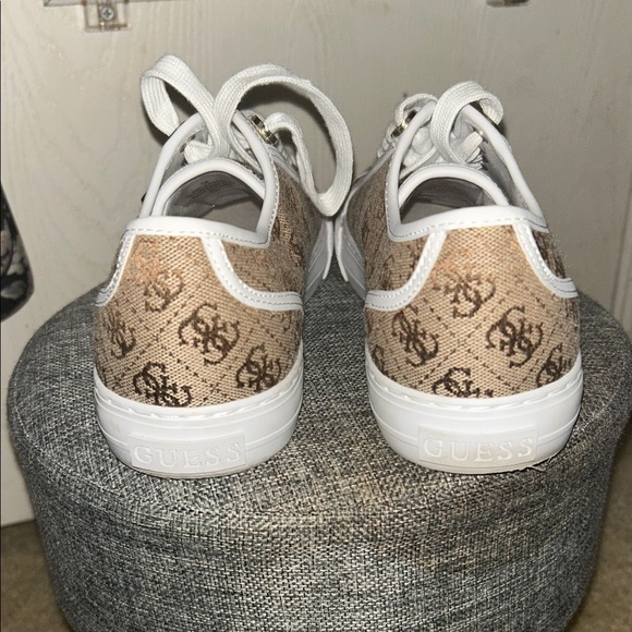 Guess Beige and White Canvas Sneakers - Picture 3 of 3